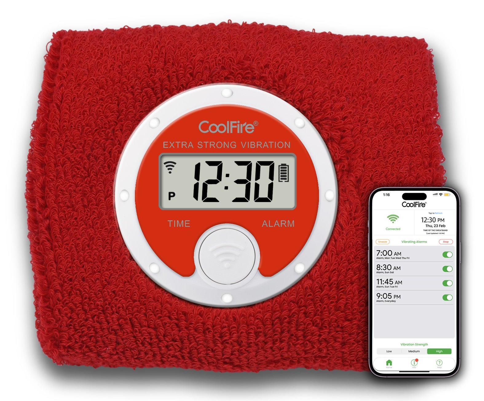 Coolfire - Vibrating Alarm Clock Sweatband, Silent Wake Yourself Up Wristband Vibrating Alarm Watch for Couples, Students, Easy to Set on Coolfire - Vibrating Alarm Clock Sweatband, Silent Wake Yourself Up Wristband Vibrating Alarm Watch for Couples, Students, Easy to Set on