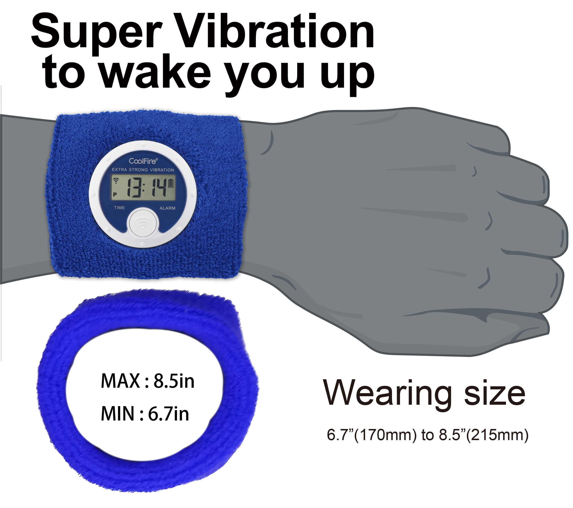 Coolfire - Vibrating Alarm Clock Sweatband, Silent Wake Yourself Up Wristband Vibrating Alarm Watch for Couples, Students, Easy to Set on Coolfire - Vibrating Alarm Clock Sweatband, Silent Wake Yourself Up Wristband Vibrating Alarm Watch for Couples, Students, Easy to Set on