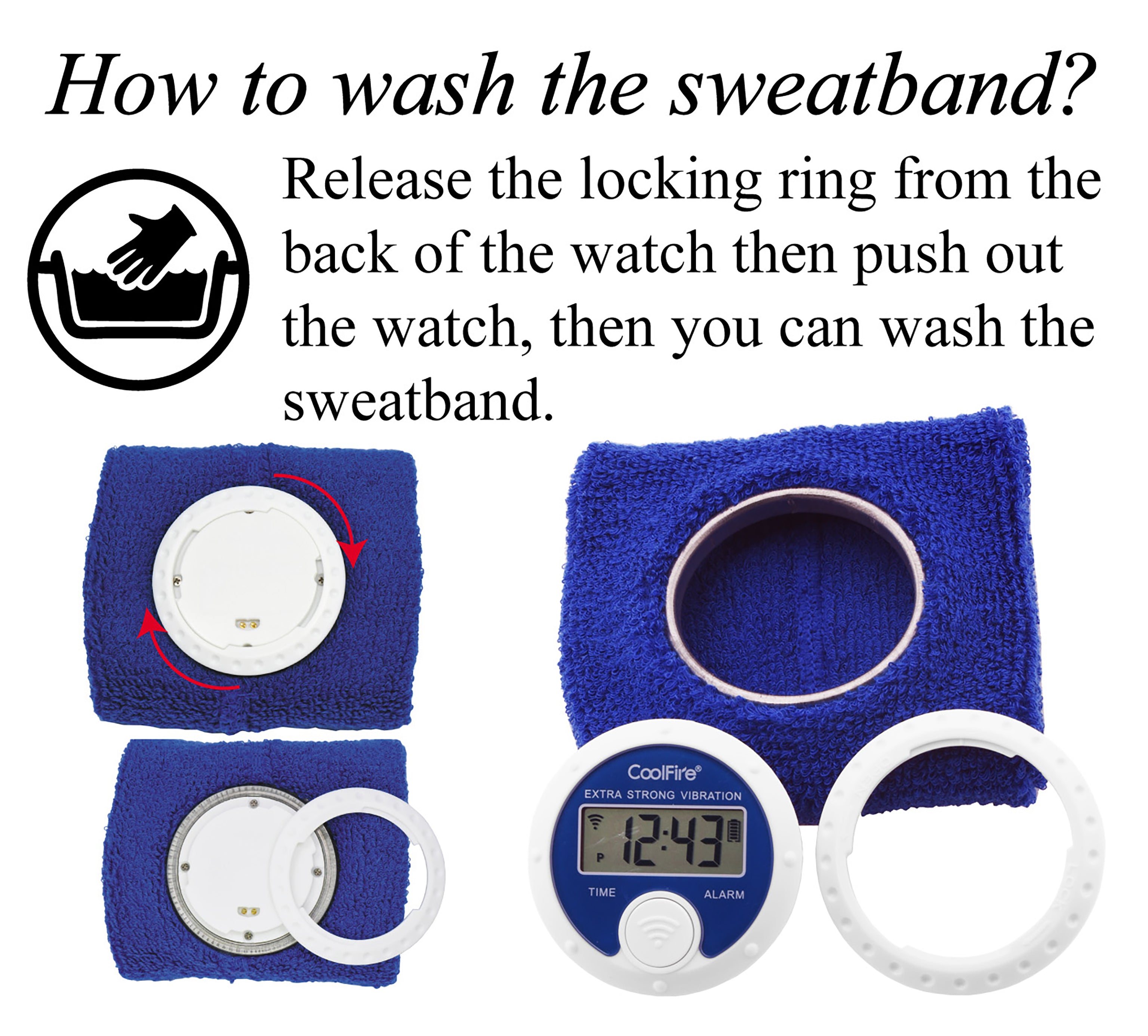 Coolfire - Vibrating Alarm Clock Sweatband, Silent Wake Yourself Up Wristband Vibrating Alarm Watch for Couples, Students, Easy to Set on Coolfire - Vibrating Alarm Clock Sweatband, Silent Wake Yourself Up Wristband Vibrating Alarm Watch for Couples, Students, Easy to Set on