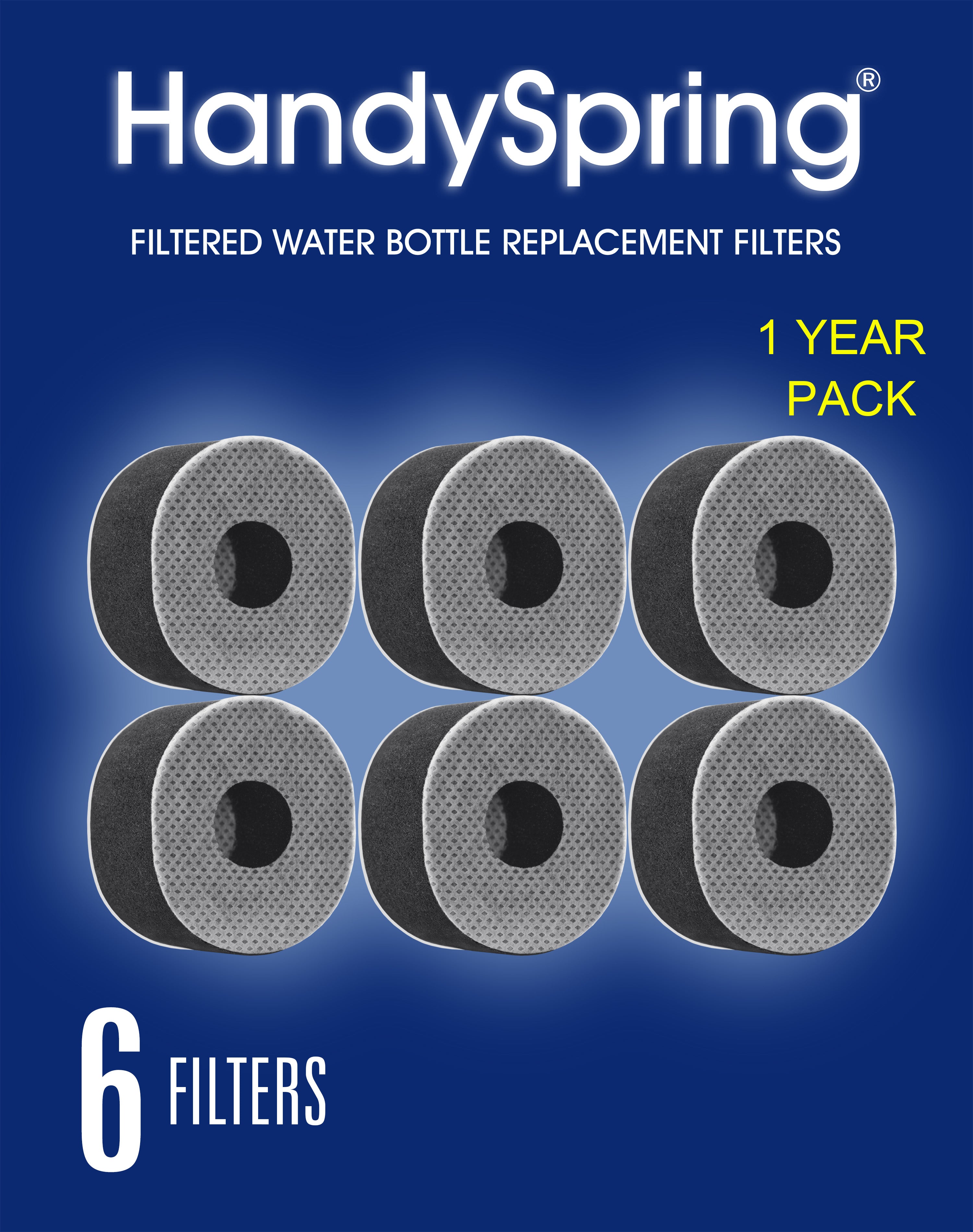 HandySpring Water Bottle 6 Count Filter with Bottle charger cable ...