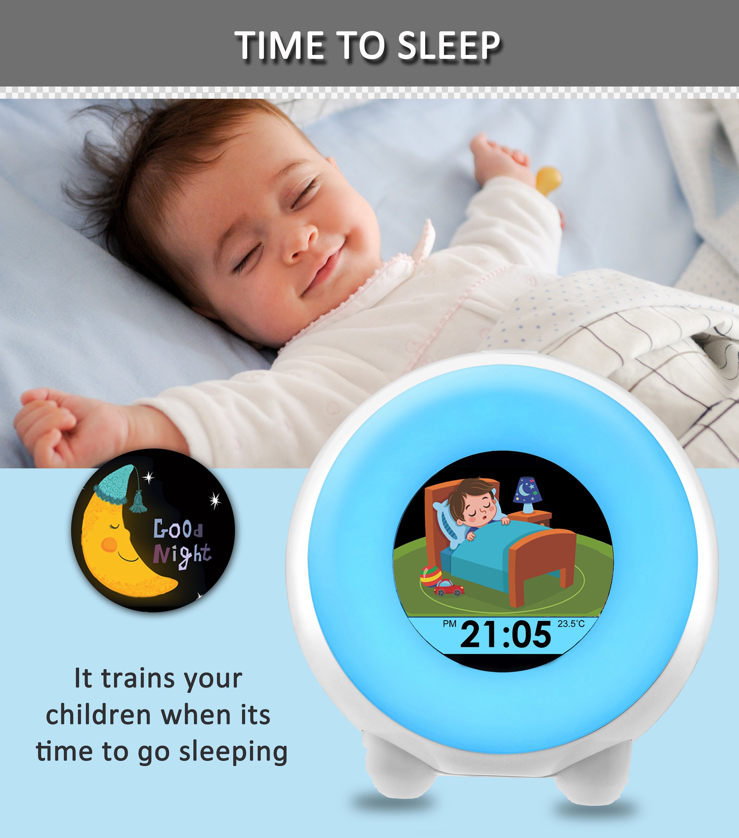 Buy Claessens Kids - Kid'Sleep - Clock - Blue - Blue - Free shipping